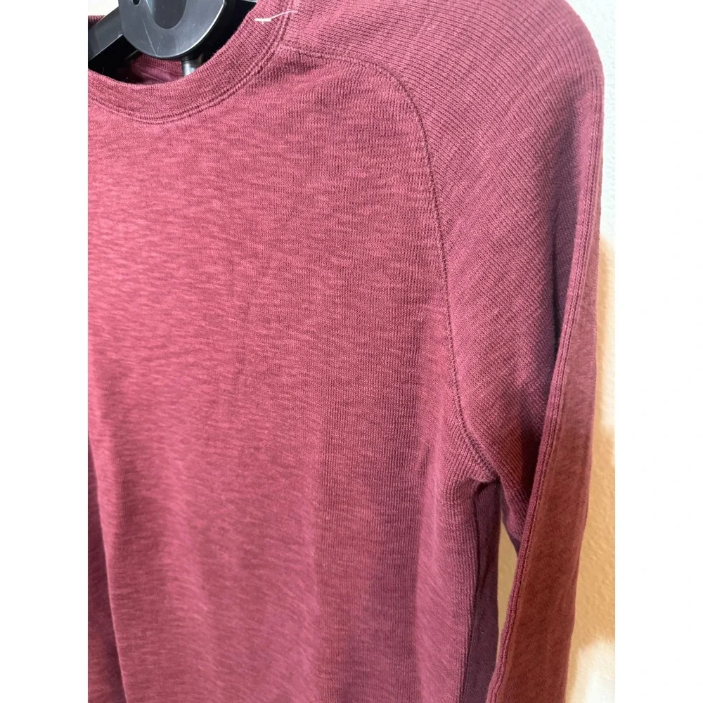 Banana Republic Mens Small Burgundy Raglan Long Sleeve Crewneck Slub Knit Top